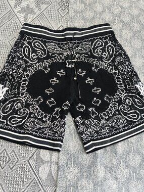 Amiri Leather Drawstring Knit Basketball Shorts